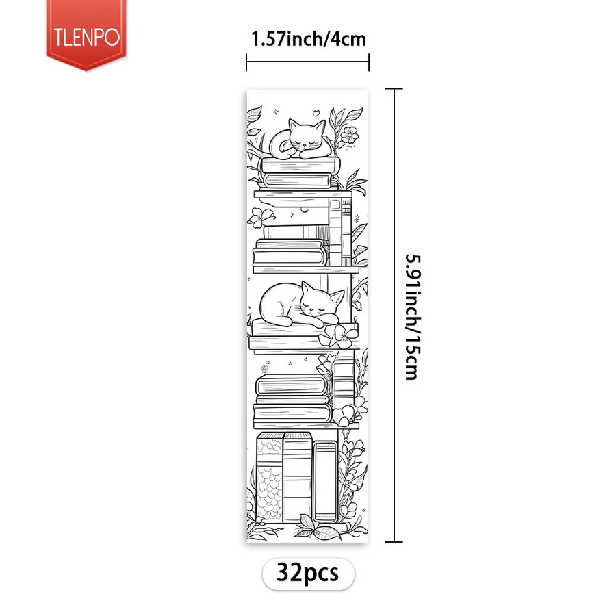 32 Stück Lesezeichen mit Katzen-Motiv in Weiß aus Papier für Lehrer und zum Schulanfang - Bild 2