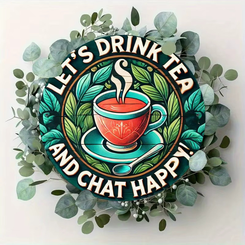 Runde Metall-Wandplatte Potdemiel Let's Drink Tea and Gossip in Vintage-Optik, Mehrfarbig, Durchmesser: 20 cm - Bild 4