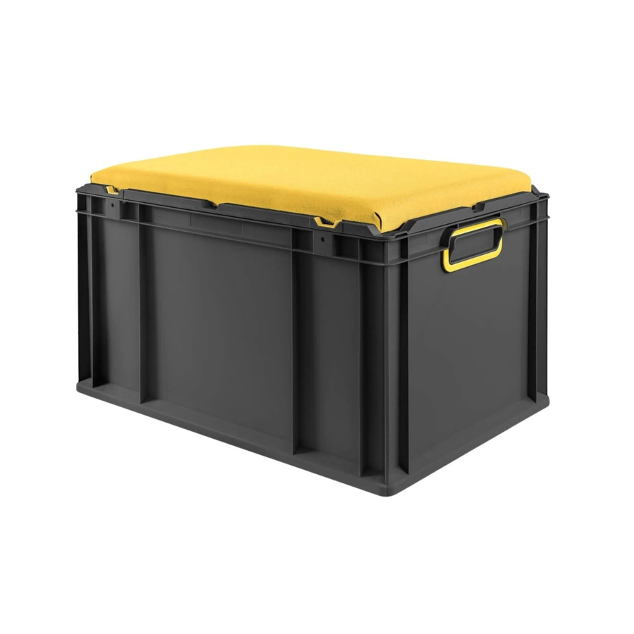 PROREGAL Eurobox Nextgen Seat Box Sitzbox Gelb-Schwarz H x B x T: 36,5 x 40 x 60 cm - Bild 2