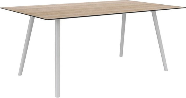 Stern Tisch Interno mit Rundrohr konisch aus Aluminium in Weiß und Silverstar 2.0 Oak light Tischplatte, B/T: 220 x 100 cm - Bild 1