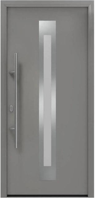 EcoStar Haustür Isopro IP 770S aus Graualuminium mit Glaseinsatz, B: 110 cm, H: 210 cm, DIN Links - Bild 1
