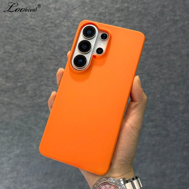 Loobival Rahmenlose Handyhülle aus matter harter PC-Schale für Samsung Galaxy S25 S26 Ultra S24 S23 FE S22 Plus A56 A55 A54 A35 A16 A15 in Blau oder Orange - Bild 1