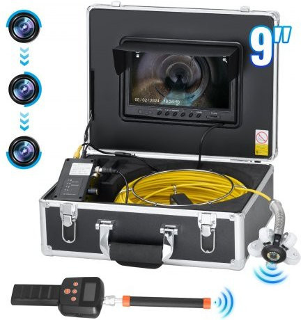 VEVOR Kanalkamera mit 512-Hz-Ortung und 36-fachem Zoom, 30 m Rohrinspektionskamera mit Selbstnivellierung, 12 LEDs, IP68 wasserdicht, Schwarz - Bild 1