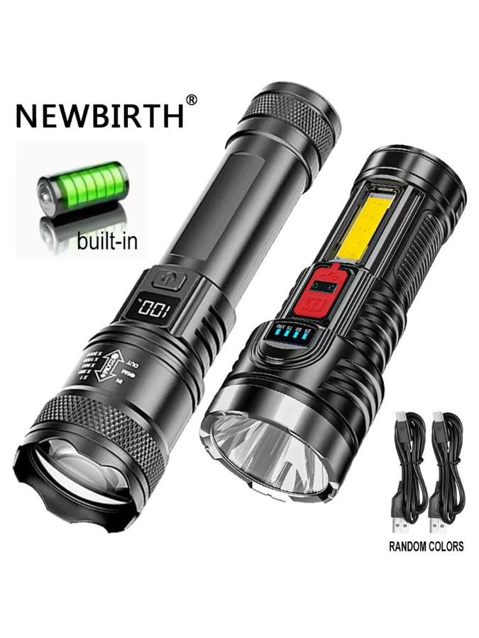 NEWBIRTH Taktische LED Taschenlampe mit USB-Ladefunktion in Schwarz - Bild 6