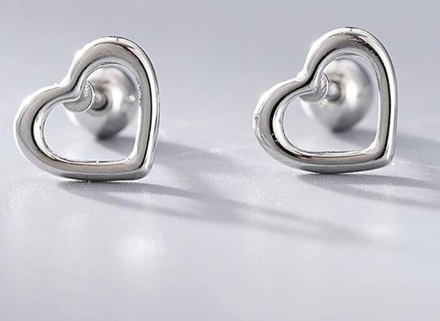 Huitan Herz-Ohrstecker Edelstahl, Silber, Damen - Bild 1