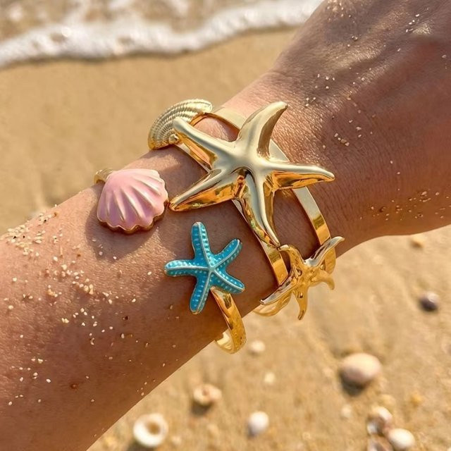 RINHOO FRIENDSHIP Manschettenarmband, Blau, Emaille, Metall, Damen - Bild 1