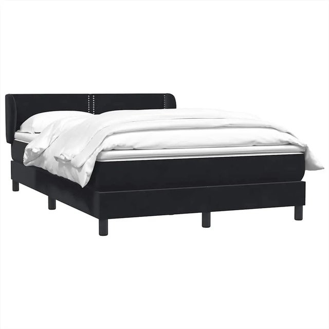 vidaXL Boxspringbett mit Matratze in Schwarz aus Samt, Hybridbett mit Taschenfederkern, B/T/H: 160 x 210 x 88 cm - Bild 1