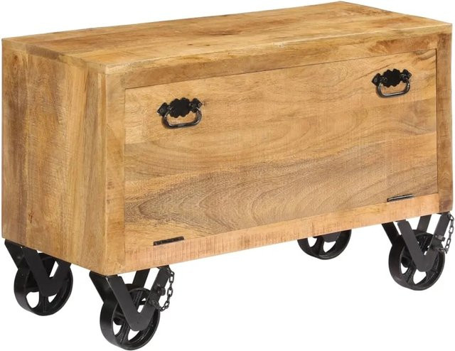 vidaXL Schuhschrank aus Mango-Massivholz in Braun, B/T/H: 86 x 35 x 55 cm - Bild 1