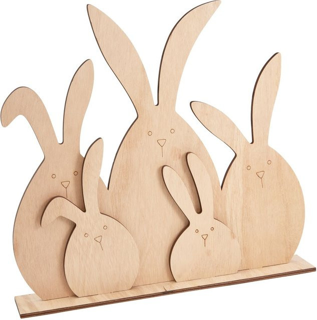 VBS Holz-Steckmotiv Hasenfamilie aus Pappelsperrholz in Beige für Ostern - Bild 1