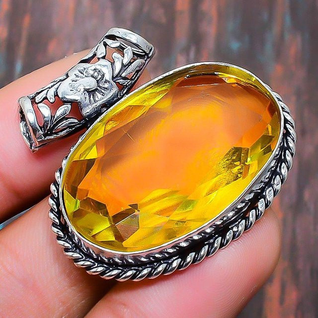 Anhänger Citrin, 925 Sterling Silber, gelb, Unisex - Bild 1