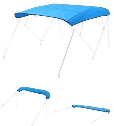 VEVOR 4-Bügel Boot Bimini Top aus 600D Polyester, wasserdichte Sonnenmarkise mit Aufbewahrungstasche, Farbe: Pacific Blue, Breite: 246 cm bis 262 cm (97-103 Zoll), Länge: 244 cm (96 Zoll) - Bild 1