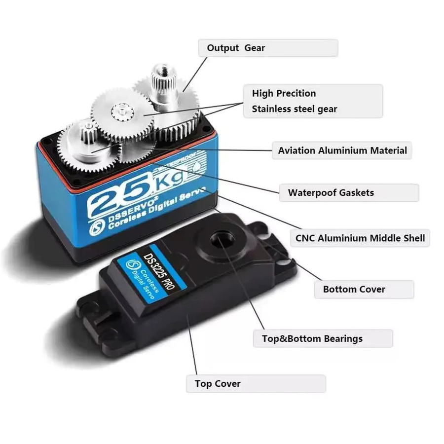 Stemedu DS3225 Pro Coreless Digital Servo RC Servos Motor, Metall, Wasserdicht - Bild 2