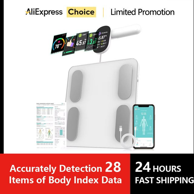 Icomon Intelligente Körperfettwaage mit 8 Elektroden zur Messung der Körperzusammensetzung und des BMI, Digitalwaage aus Glas in Schwarz oder Weiß - Bild 1