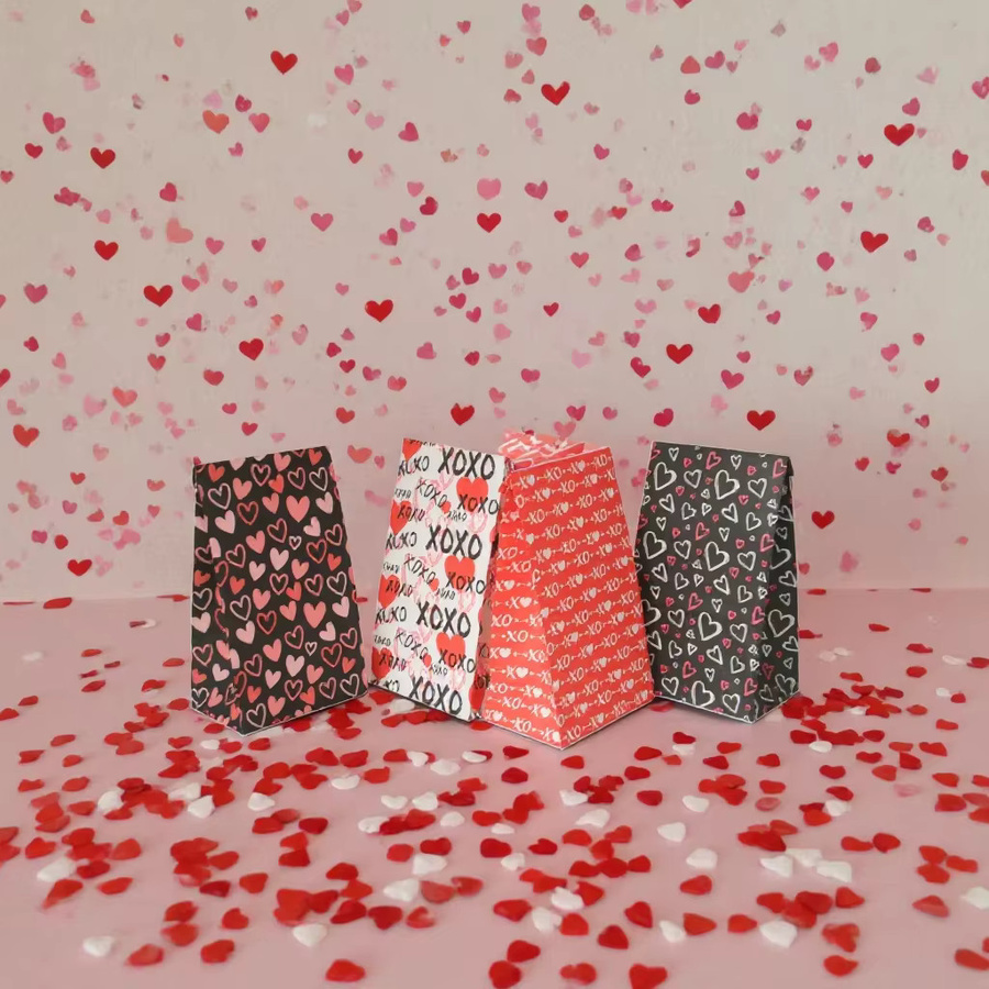 12er-Pack Valentinstags-Geschenktüten aus Kraftpapier mit 4 Designs und Aufklebern, bunte Party-Goodie-Beutel für Leckereien - Bild 2