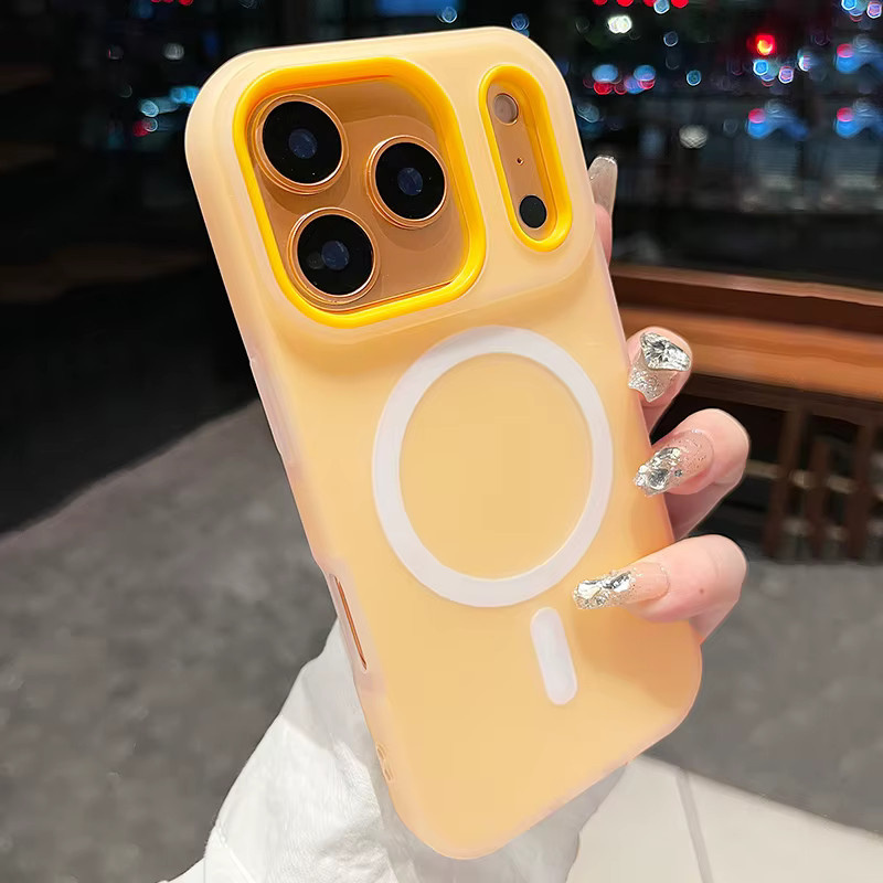2 in 1 Magnetische Schutzhülle mit MagSafe Drahtloser Ladefunktion für Apple iPhone in Luxus Candy Farben Light Cyan und Yellow - Bild 2