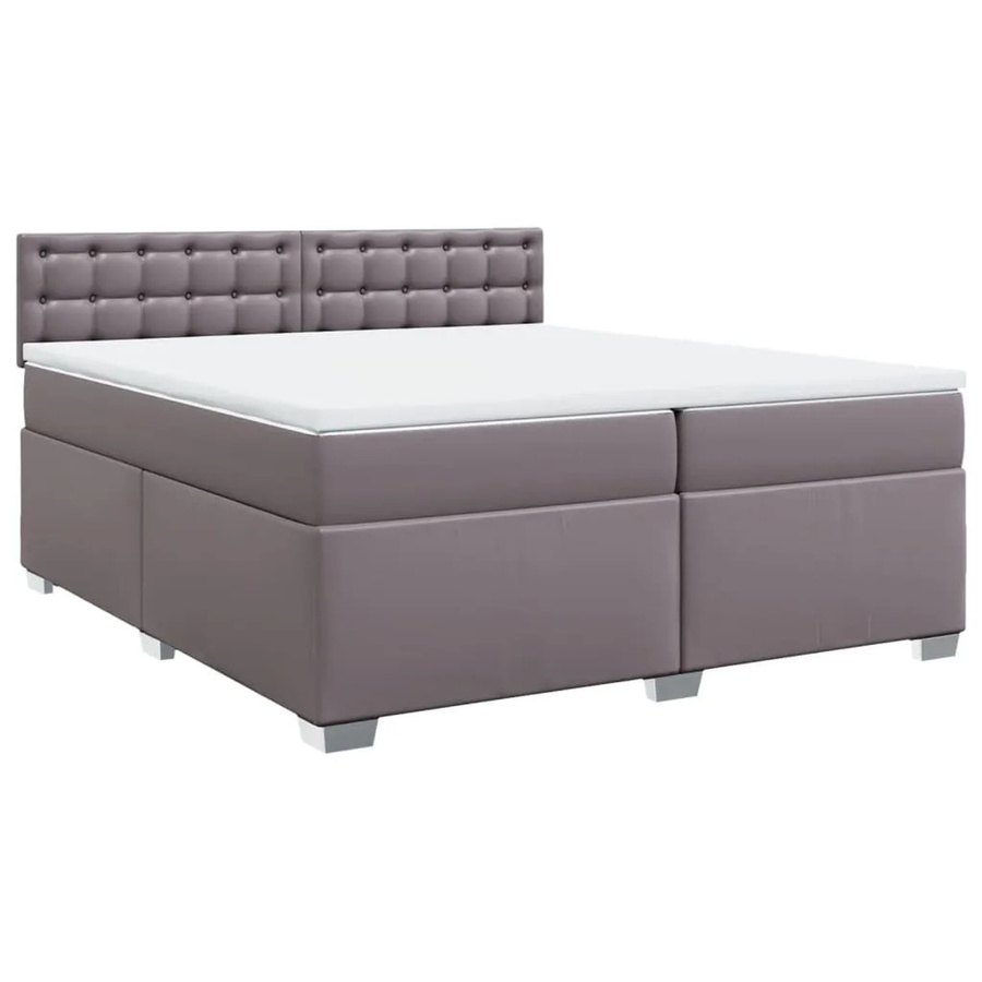 vidaXL Boxspringbett mit Matratze in Grau aus Kunstleder mit USB-Ladeport und Unterbettbeleuchtung B/T: 200 x 200 cm - Bild 2
