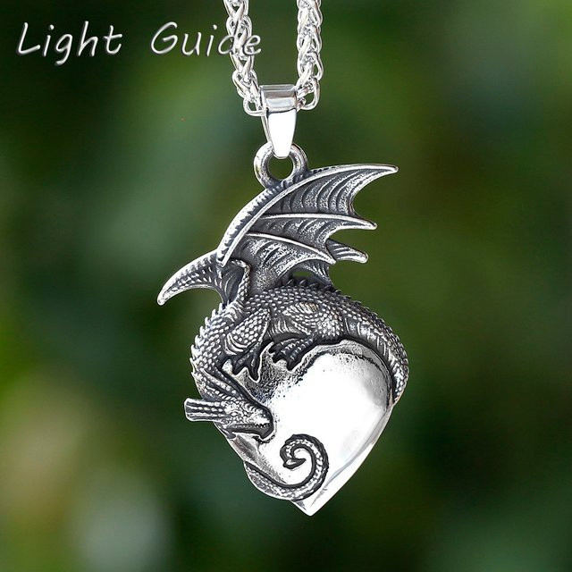 Halskette Edelstahl, Drache, Silber, Herren - Bild 1