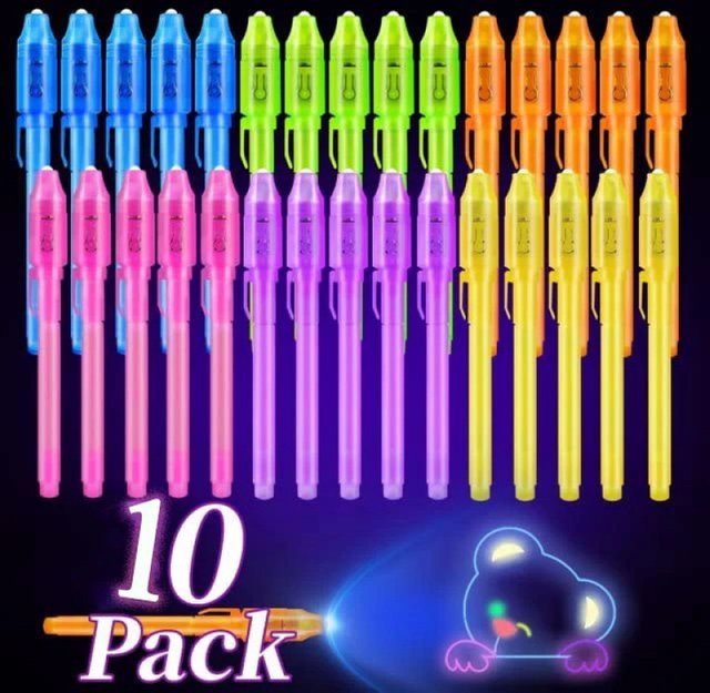 10er-Pack unsichtbare Tintenstifte in Multicolour mit UV-Licht für Kinder und Klassenzimmer - Bild 1