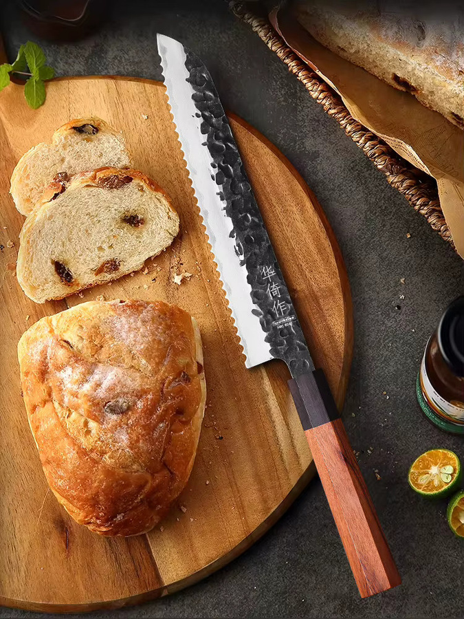 TUEWHO Brotmesser aus geschmiedetem Verbundstahl, 21,6 cm, Silber - Bild 7