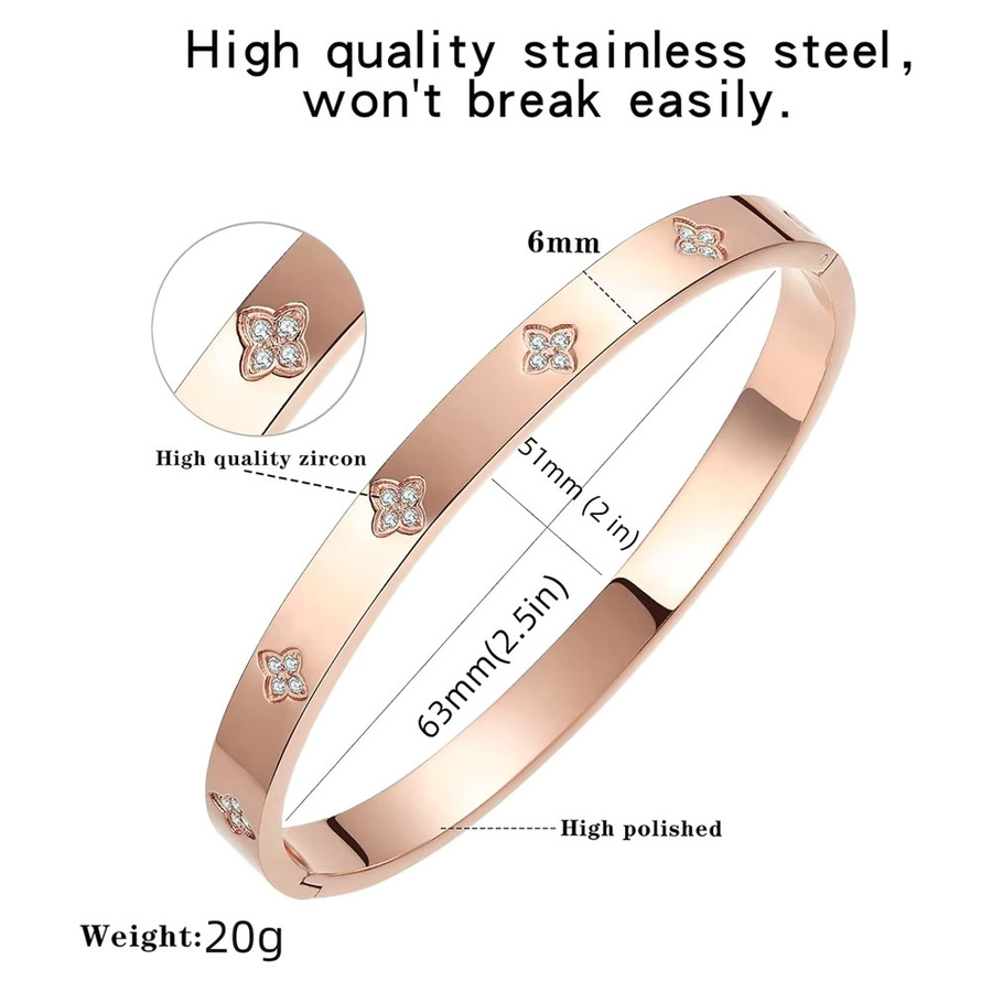 YILUOCD Armreif Edelstahl, Roségold, Zirkonia, Damen - Bild 2