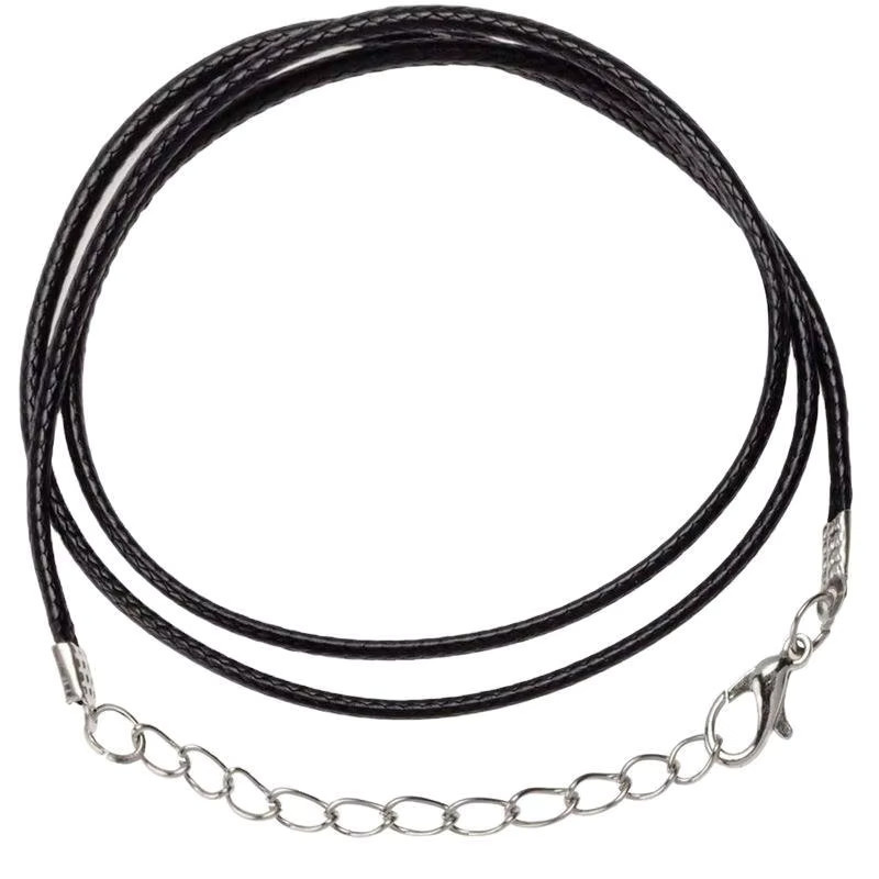 Schwarz Leder Seil Wachsschnur mit Karabinerverschluss, Unisex - Bild 5