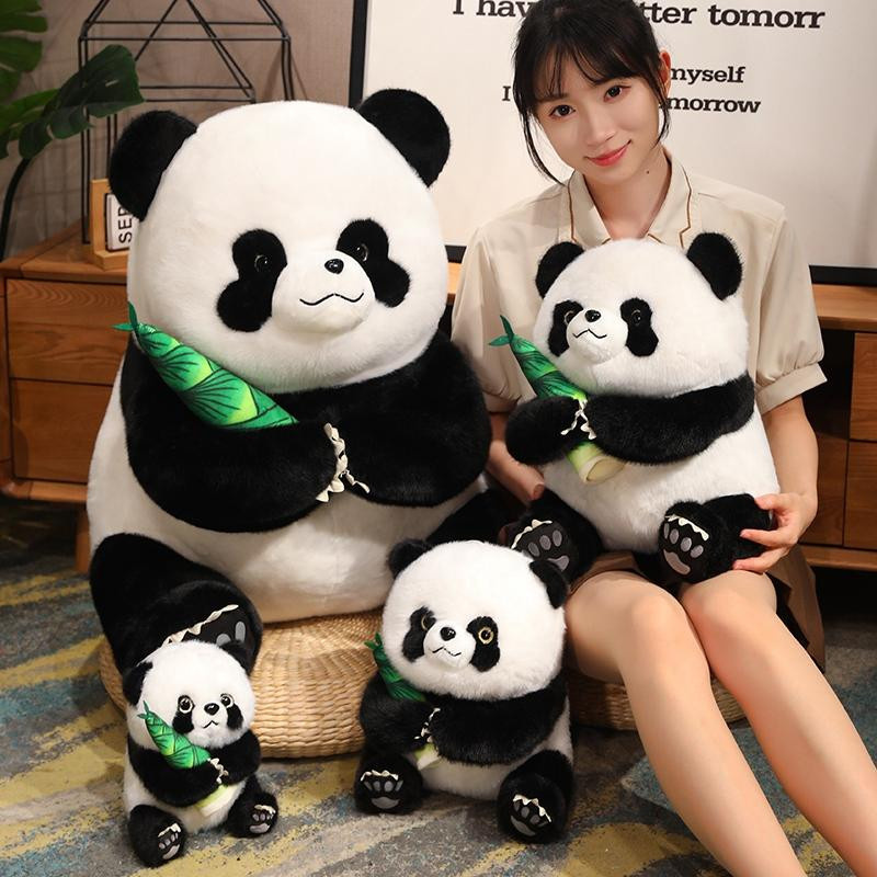 GDzaccly Panda Drache Bambus Frucht Fubao Schwestern Plüschpuppe, Schwarz Weiß, ab 14 Jahren - Bild 1
