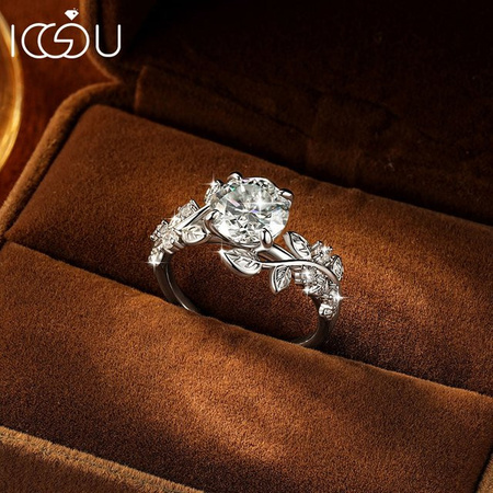 IOGOU Verlobungsring, Silber, Moissanit, Diamant, Damen