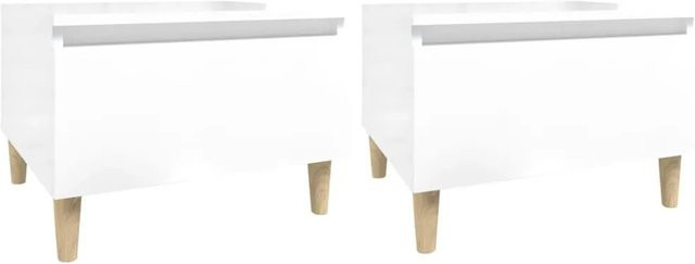 vidaXL Beistelltisch-Set 2 Stück in Hochglanz-Weiß aus Holzwerkstoff, B/T/H: 50 x 46 x 35 cm - Bild 1