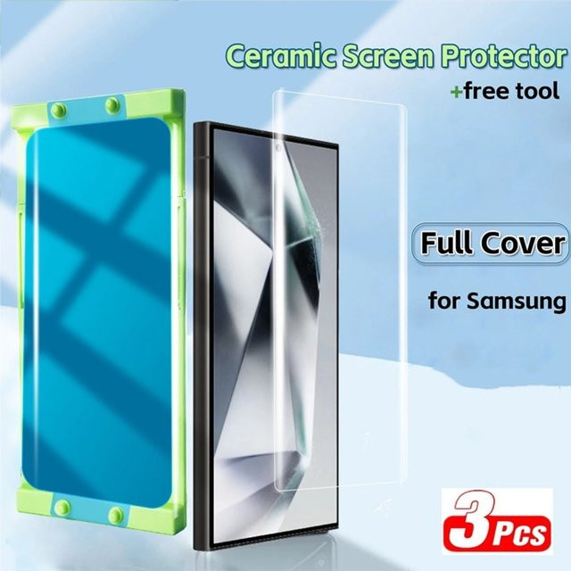 3er-Pack Keramik-Hydrogel-Displayschutzfolie für Samsung Galaxy S25 S24 S26 Ultra S23 S22 S21 S20 S10 Plus Note 20 Ultra 10+ in Transparent - Bild 1