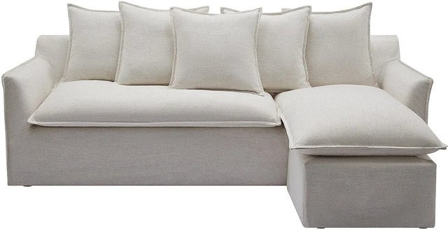 Maison Céphy Sofa Peniola in Beige und Weiß, L-Form aus meliertem Stoff, ohne Schlafmöglichkeit - Bild 1