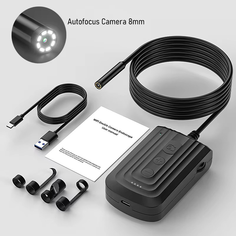 BUMBORN WiFi-Boreskopkamera mit Autofokus, 8mm Endoskop in Schwarz, 1920P HD, IP67 wasserdicht, für iOS und Android zur Inspektion von Rohrleitungen und Abwasserkanälen - Bild 6