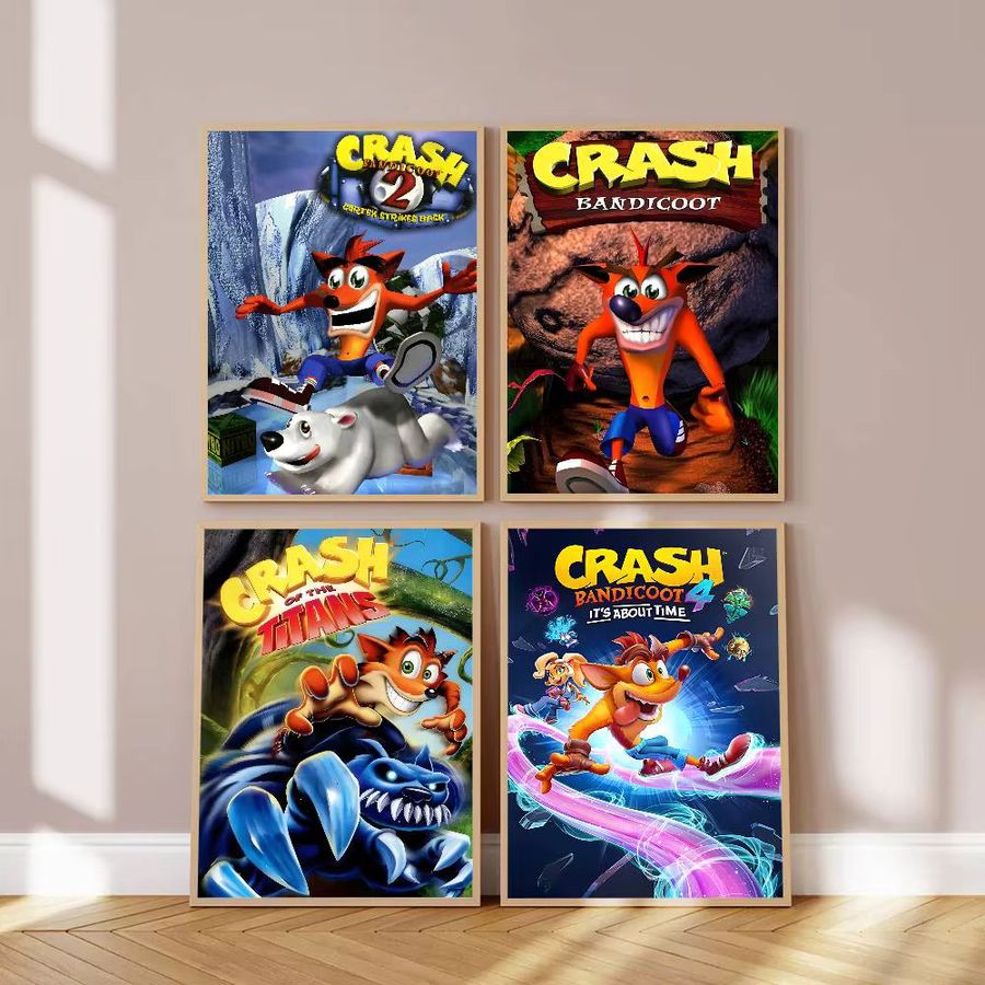 MINISO Crash Bandicoot Game Poster Selbstklebender Wasserfester Papier Sticker Wanddeko Multicolor - Bild 2
