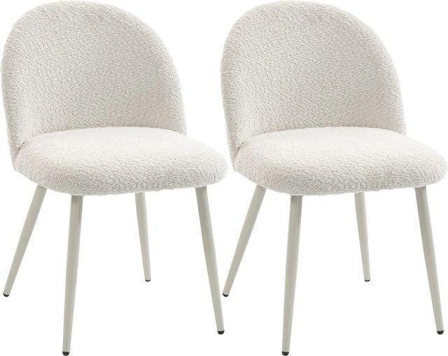HOMCOM Esszimmerstuhl im skandinavischen Design aus Chenille in Cremeweiß, B/T/H: 50,5 x 57,5 x 78,5 cm - Bild 1