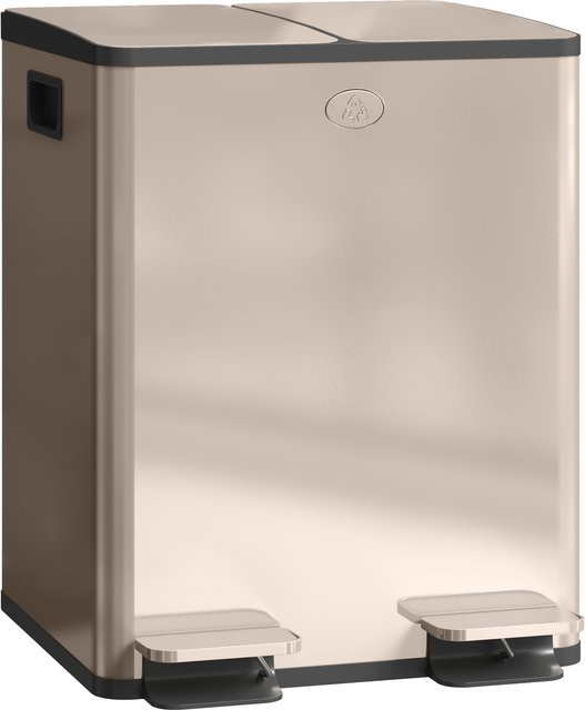 HOMCOM Doppel-Mülleimer aus Edelstahl mit Pedal, 2 x 20 l, Gold, Soft-Close-Deckel und herausnehmbare Inneneimer, fingerabdruckresistent - Bild 1