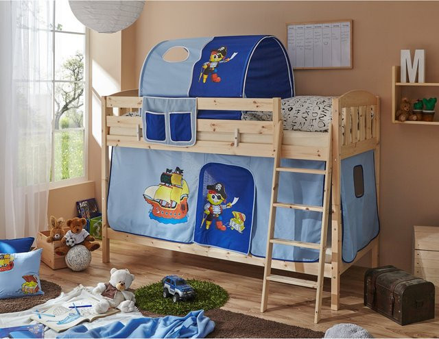 TiCAA Etagenbett Erni Country aus massiver Kiefer in Braun, H: 206,0 cm, B: 145,0 cm, T: 80,0 cm - Bild 1