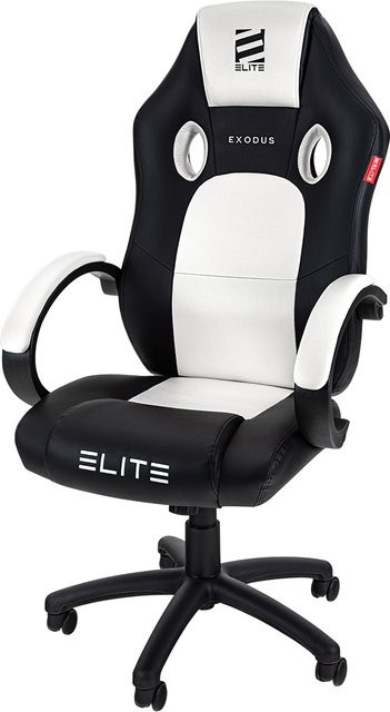 ELITE Gaming-Stuhl EXODUS MG100 mit Memory-Schaum, extra hoher Rückenlehne und Wippmechanik in Schwarz Weiß - Bild 1
