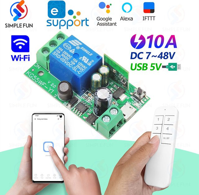 Ewelink WiFi Smart Switch Mini Relais mit Timer Modul für Alexa und Google Home, kompatibel mit USB 5V DC 12V 24V 48V und LED Garagentor Systemen - Bild 1