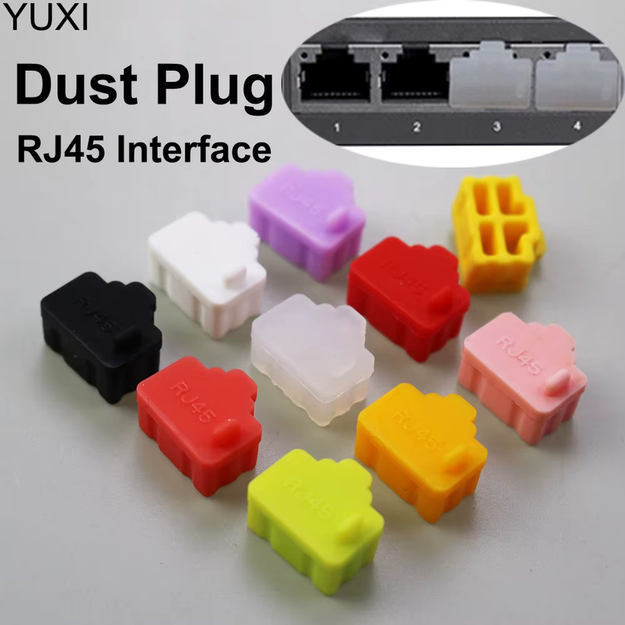 YUXI 10 Stück RJ45 Anti Staubschutzkappen für Ethernet LAN Ports in Gelb - Bild 2