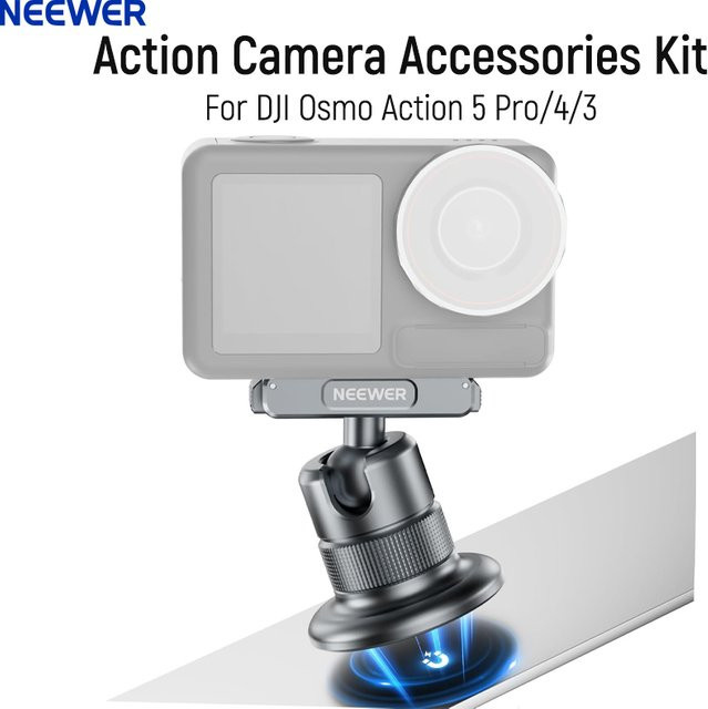 NEEWER Magnetische Kamerahalterung mit 360 Grad Adapterhalterung und Schnellverschluss für DJI Osmo Action 5 Pro, 4 und 3 - Bild 1