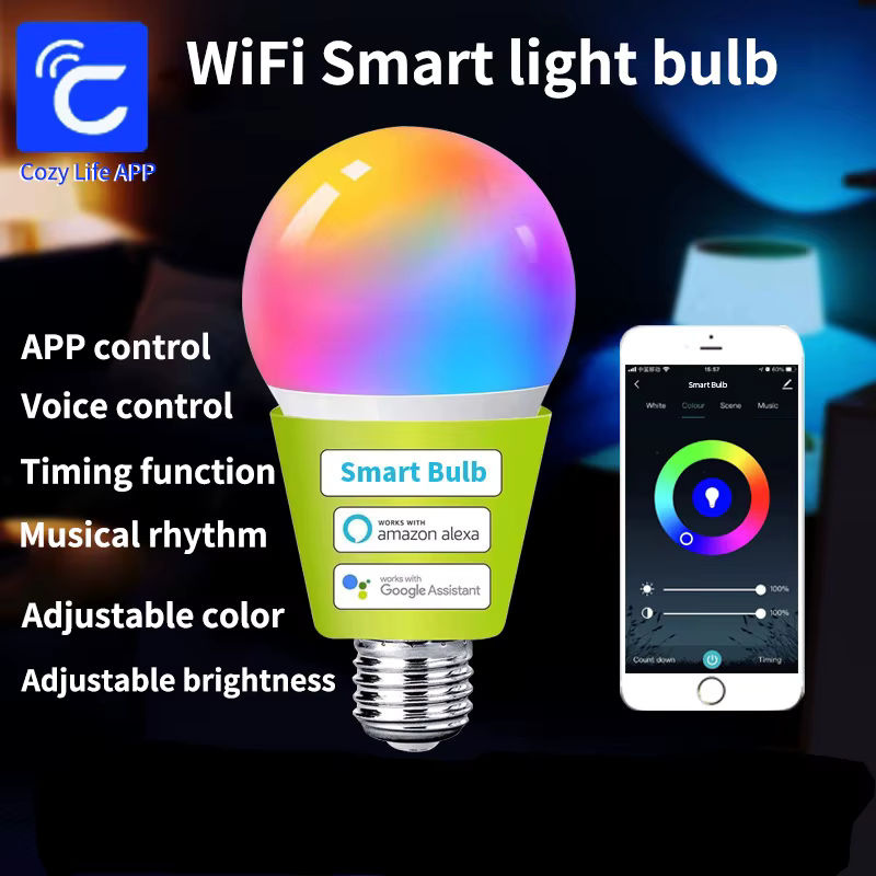 SIXWGH Smart RGB WiFi Glühbirne E27, 9W, dimmbar mit Timer-Funktion, Multicolor, Steuerung via Cozylife App, kompatibel mit Google Home und Alexa - Bild 2