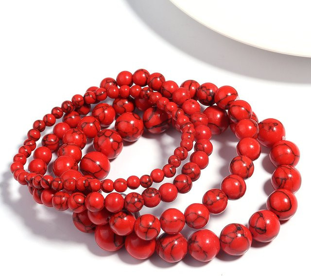 ZHIXUN Armband, Naturstein, rote Perlen, Unisex - Bild 1