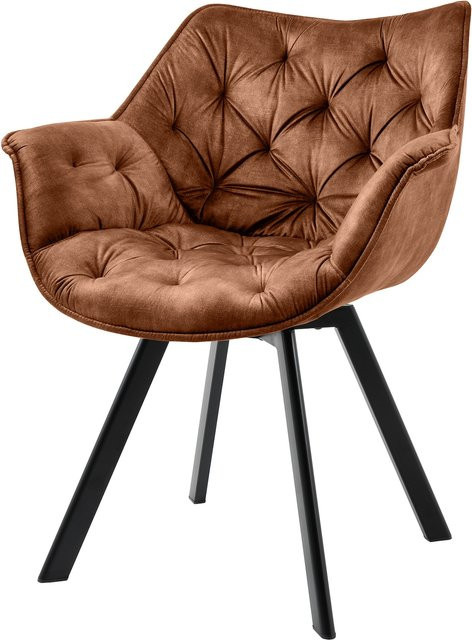 riess-ambiente Drehstuhl THE DUTCH COMFORT in Grau mit Samtbezug, Armlehnen und Metallbeinen im Modern Design - Bild 1