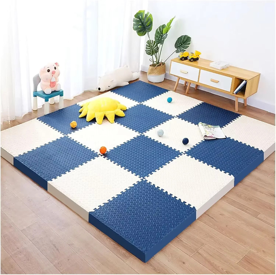 DHDH Baby-Krabbel-Spielmatte aus 8 Puzzle-Elementen, grau, geometrisches Design, Dicke: 2,5 cm, rutschfest und schalldämmend - Bild 2