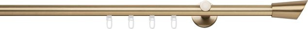 ONDECO Gardinenstange 1-läufig in Messing-Matt mit Wandträger und Endstück, Länge: 260 cm, Durchmesser: 20 mm, Wandträger-Tiefe: 6,5 cm - Bild 1