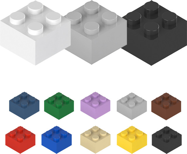 LMM Luckliimomo 2x2 Bausteine Set mit 250 Teilen in Bunt und Weiß für kreatives MOC Bauen - Bild 1