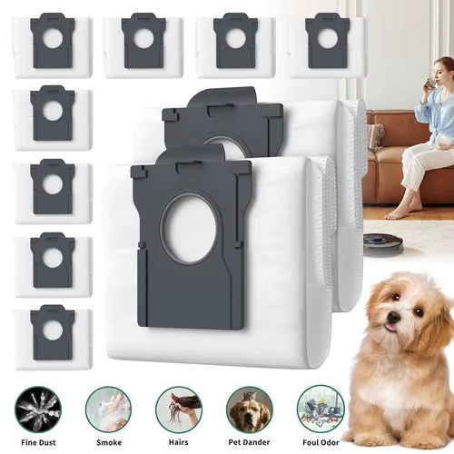 10 Stück Staubsaugerbeutel passend für Dreame L10s Ultra Gen2, X50, X40 Ultra, Mova E30 Ultra und P50 Ultra in Weiß - Bild 2