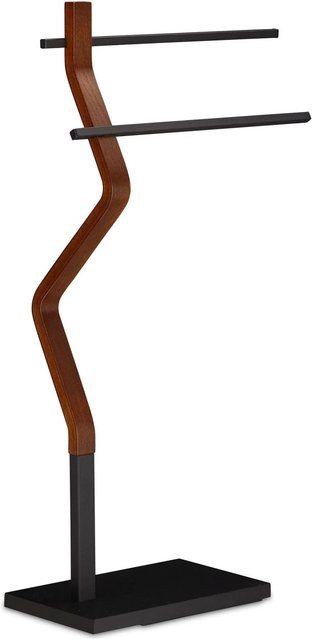 Relaxdays Handtuchhalter aus Stahl und Holz in Schwarz und Braun, stehend, H: 85 cm, B: 43,5 cm, T: 20 cm - Bild 1
