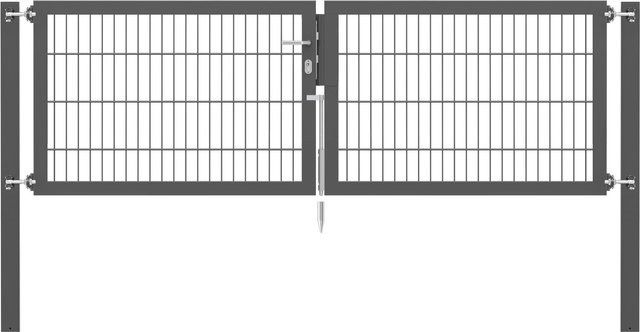 Doppeltor Flexo Plus in Anthrazit mit Pfosten, Breite: 250 cm, Höhe: 80 cm, Pfosten B/T/H: 80 x 80 x 80 cm - Bild 1