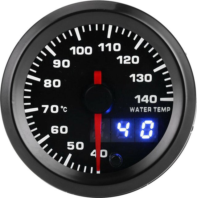 VehicleKit Universal Wassertemperaturanzeige für 12V Autos mit 7 Farben LED-Anzeige und Zeiger in Schwarz - Bild 1
