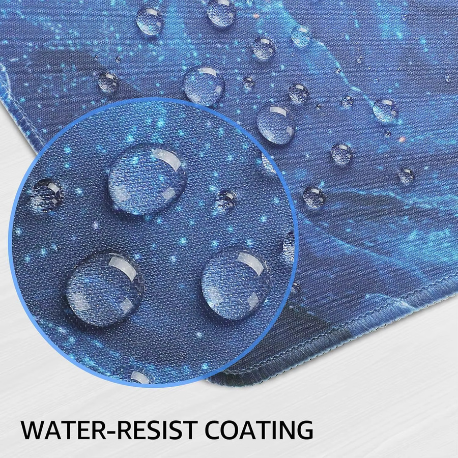 Gaming-Mauspad mit blauem Marmor-Design, wasserbeständiges Mikrogewebe und rutschfeste Basis mit genähten Kanten - Bild 5